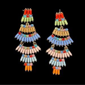 Vintage Southwestern Multi-Tier Chandelier Earrings - Pastel Bright Mix